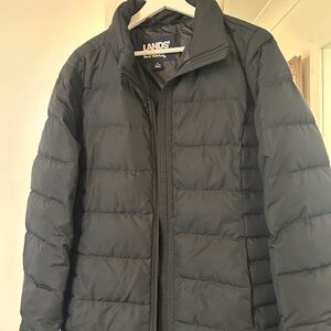 Women’s Land’s End Black Down Jacket.  Size Large.  Like New Condition